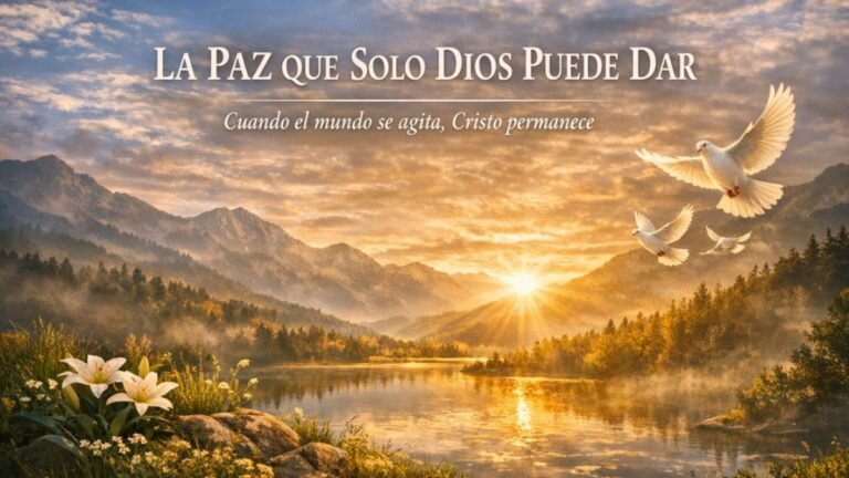 Persona encontrando la paz que solo Dios da en medio de un paisaje tranquilo