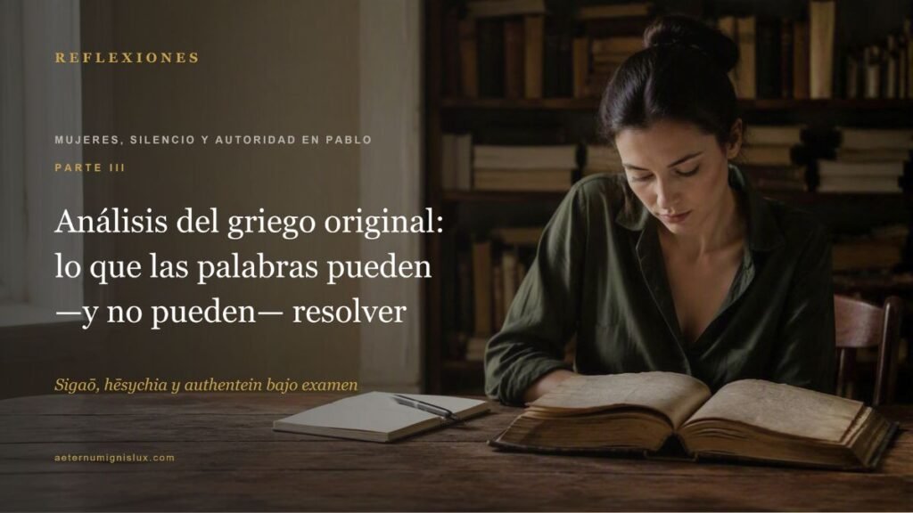 Análisis del griego original en la serie Mujeres, silencio y autoridad en Pablo