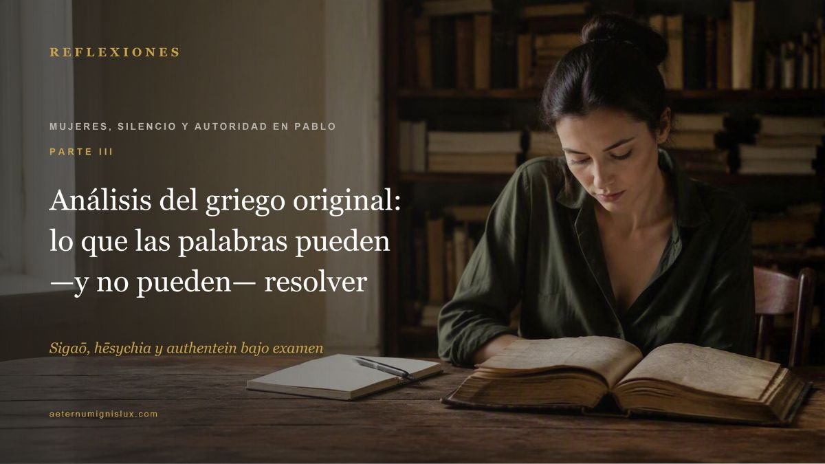 Análisis del griego original: lo que las palabras pueden —y no pueden— resolver