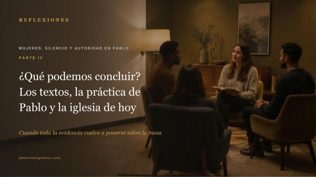 Conclusiones sobre mujeres, silencio y autoridad en Pablo para la iglesia de hoy.